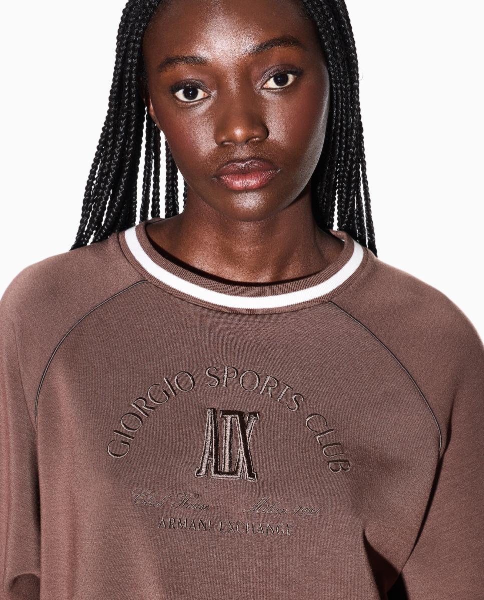 Sweatshirt com Logótipo à Frente em Interlock Castanho-3