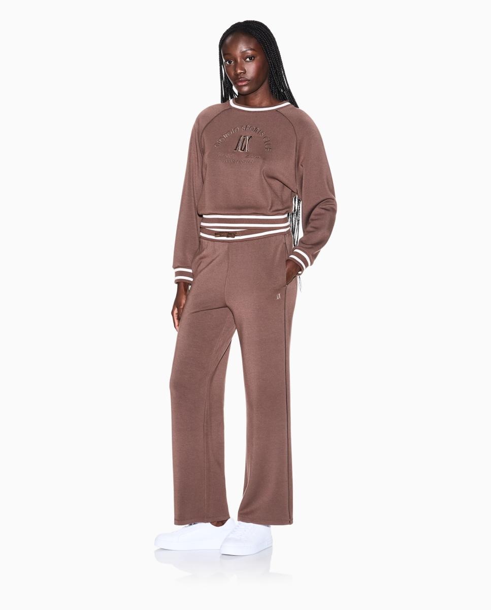 Sweatshirt com Logótipo à Frente em Interlock Castanho-4