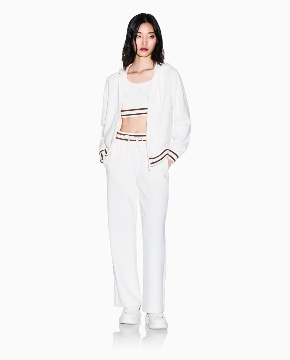Sweatshirt Aberta com Capuz em Interlock Cru-5