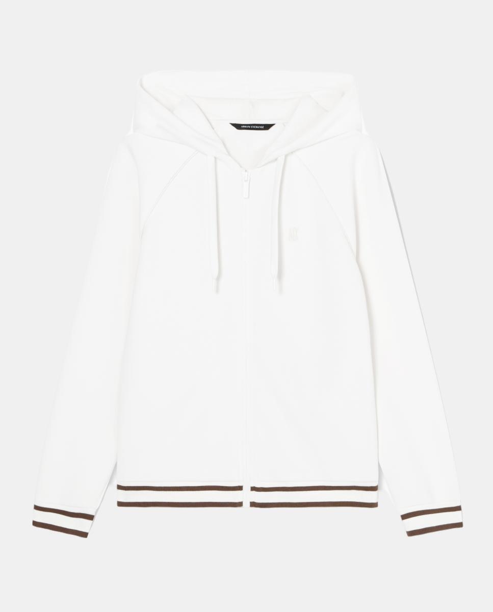 Sweatshirt Aberta com Capuz em Interlock Cru-4