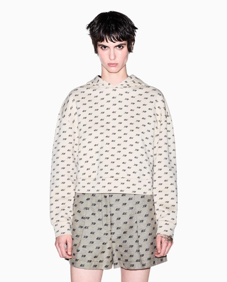 Armani Exchange - Sudadera de mujer con cremallera y lgo multilogo.