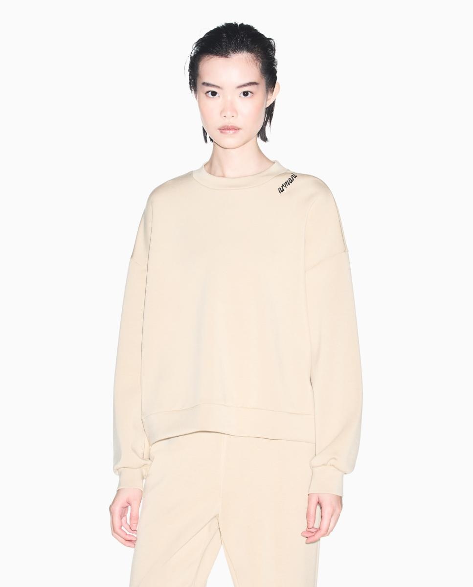 Armani Exchange - Sudadera de mujer sin capucha cuello redondo y logo.