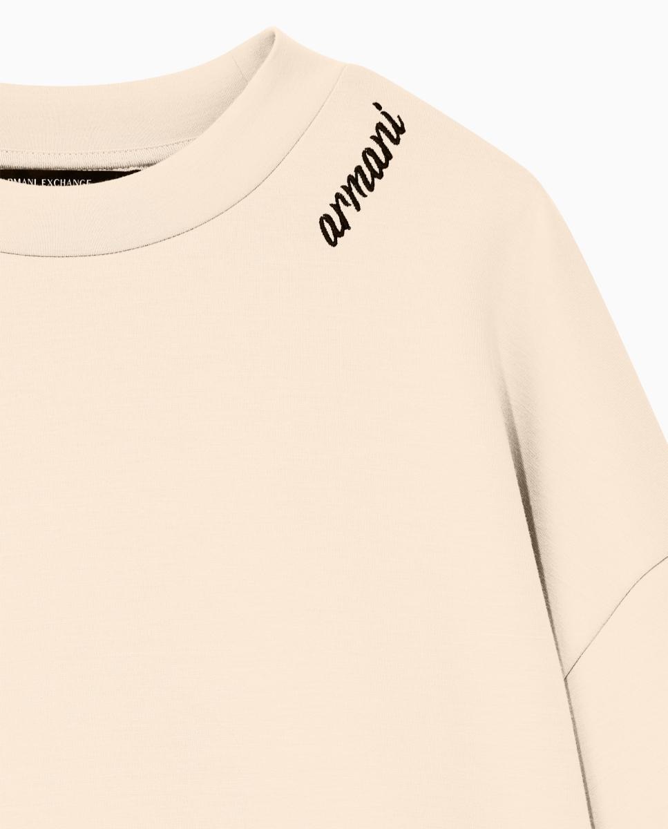 Sweatshirt sem Capuz, com Decote Redondo e Logótipo Bege-2