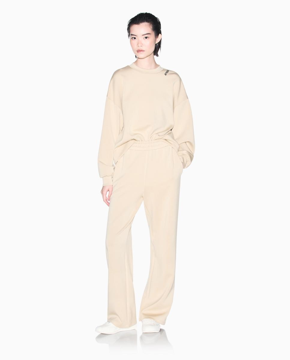 Sweatshirt sem Capuz, com Decote Redondo e Logótipo Bege-4