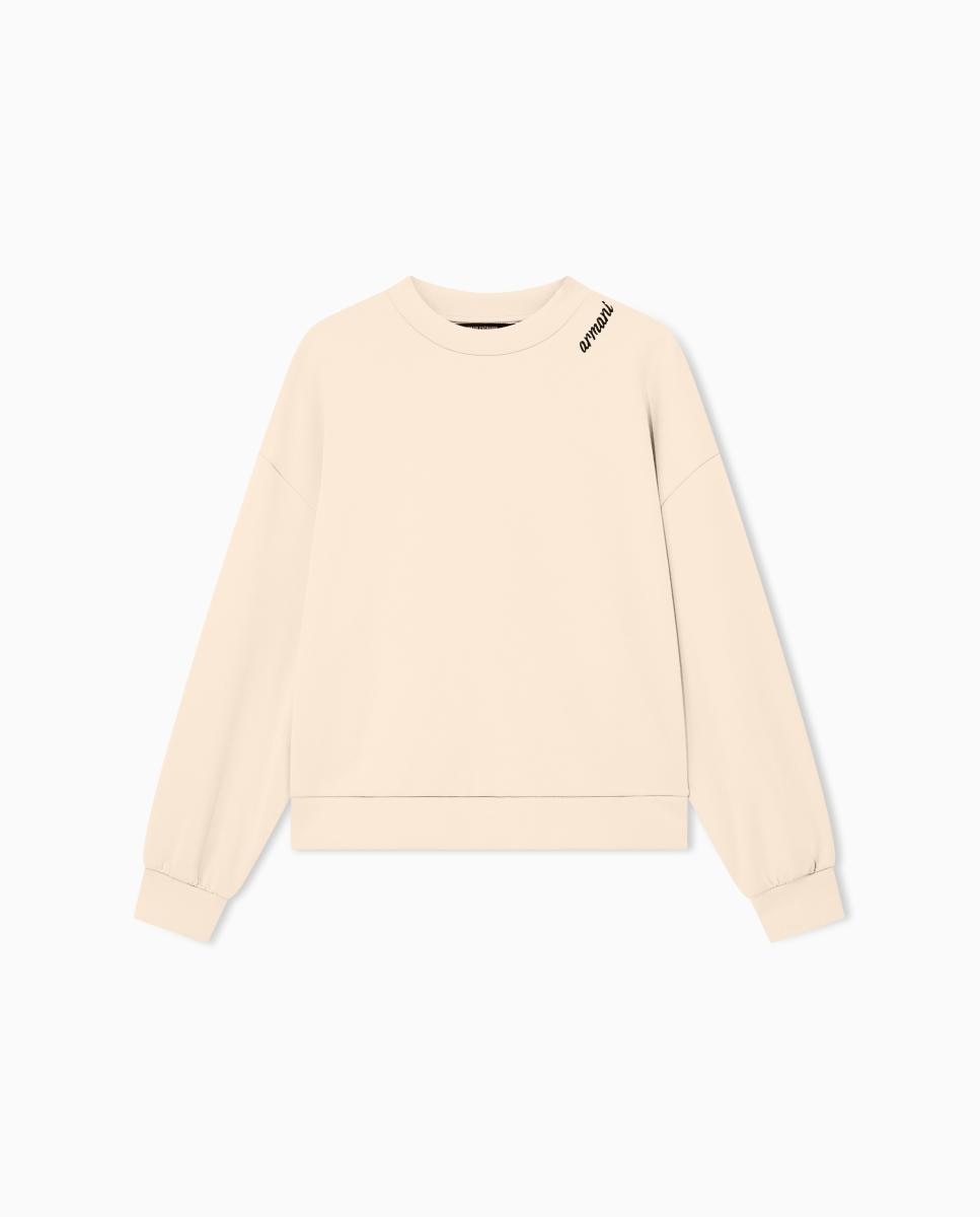 Sweatshirt sem Capuz, com Decote Redondo e Logótipo Bege-5