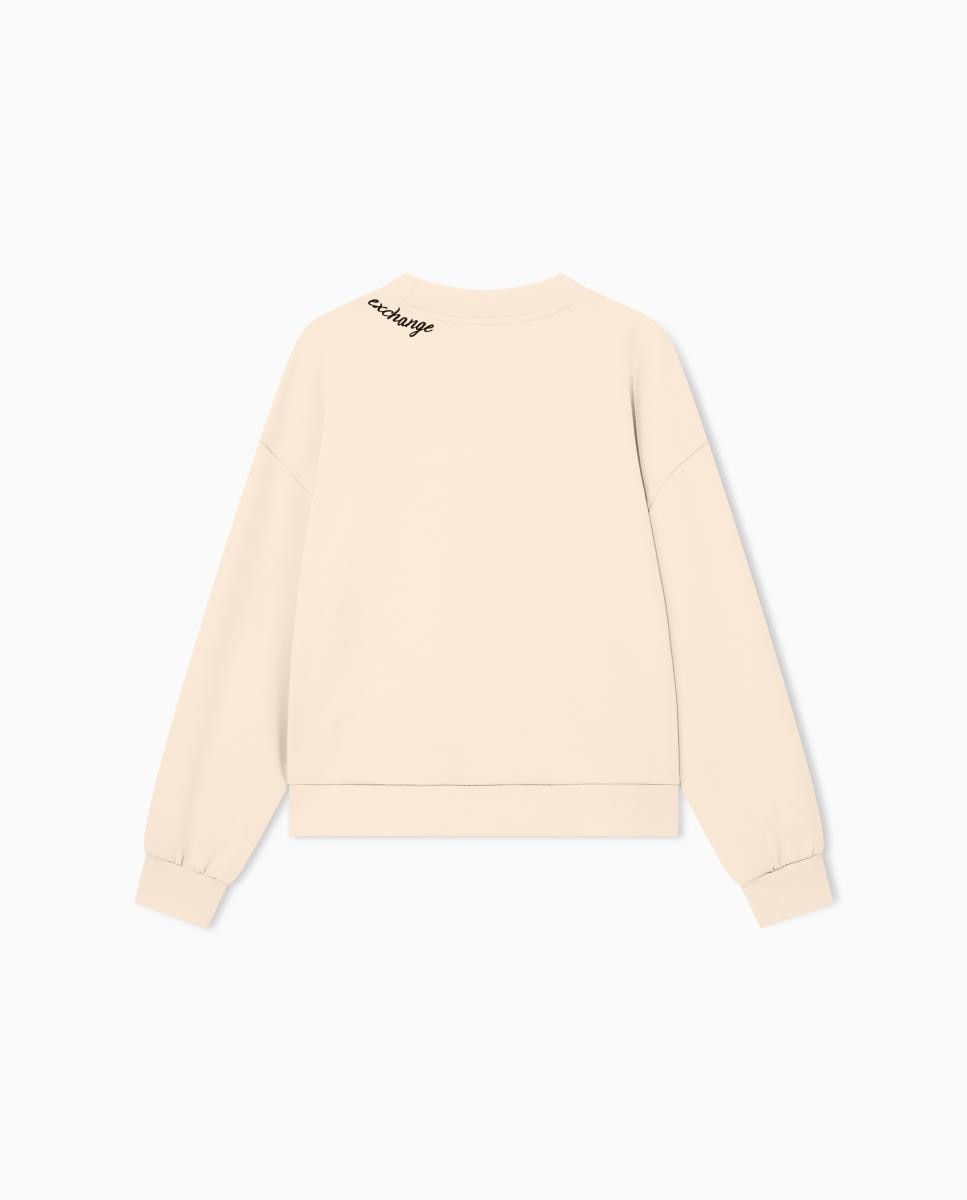Sweatshirt sem Capuz, com Decote Redondo e Logótipo Bege-6