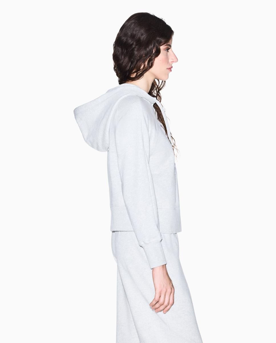Sweatshirt com Capuz e Logótipo Bordado Cinzento-claro-2