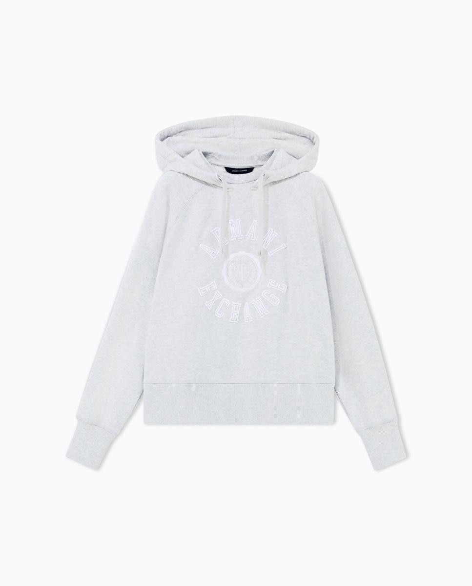 Sweatshirt com Capuz e Logótipo Bordado Cinzento-claro-6