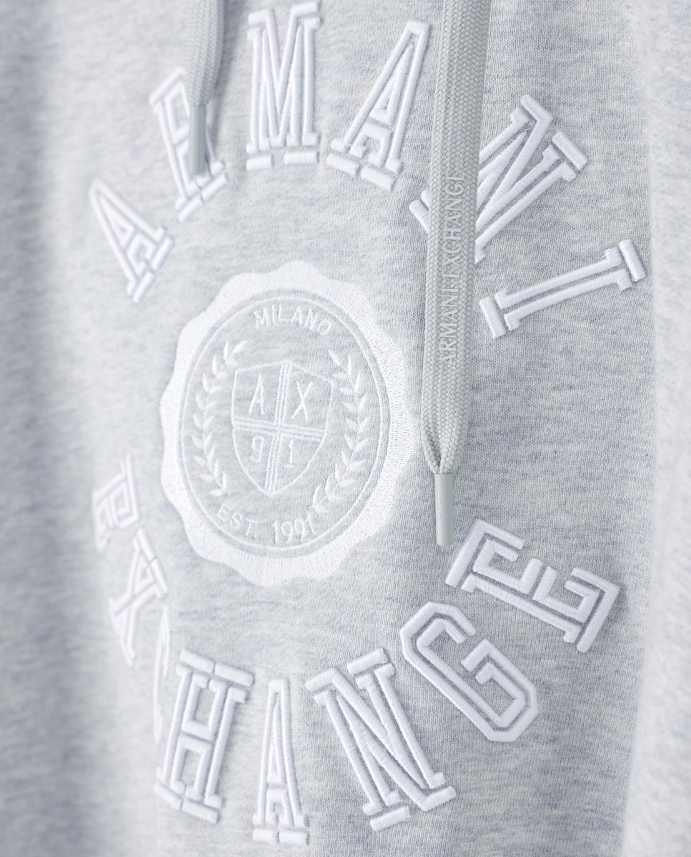 Sweatshirt com Capuz e Logótipo Bordado Cinzento-claro-8