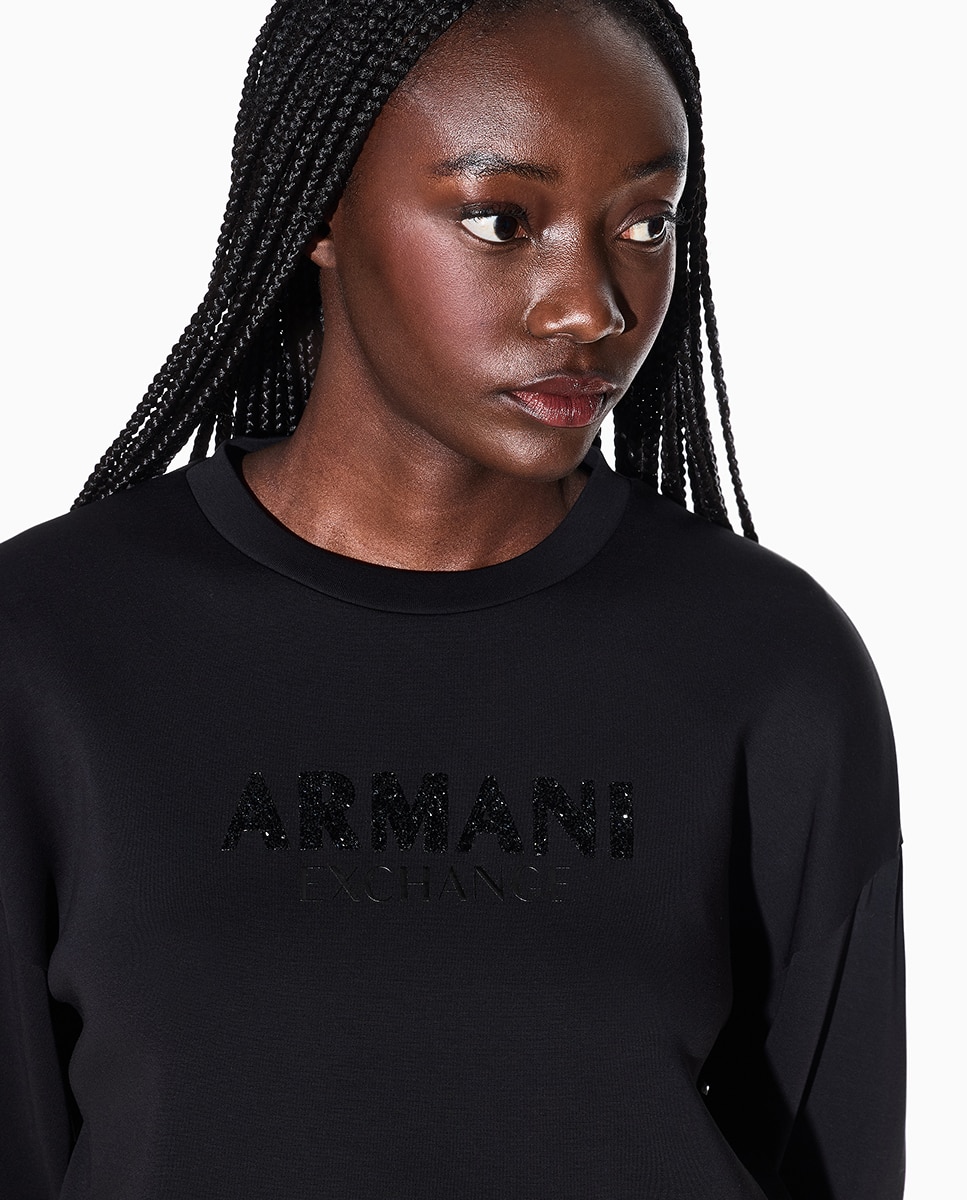 Sweatshirt de decote redondo com logótipo Preto-3