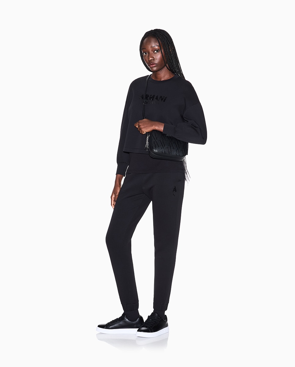 Sweatshirt de decote redondo com logótipo Preto-5