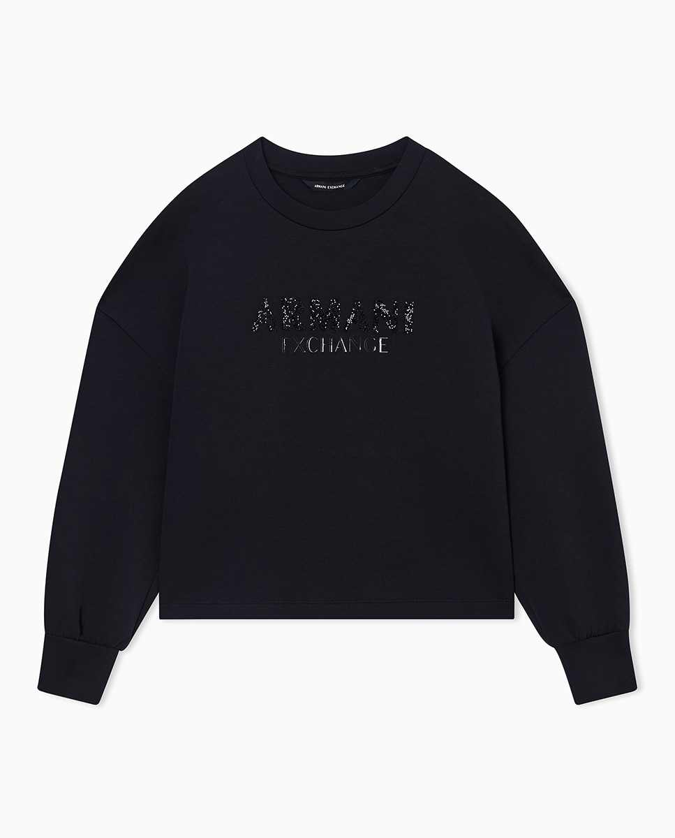 Sweatshirt de decote redondo com logótipo Preto-4