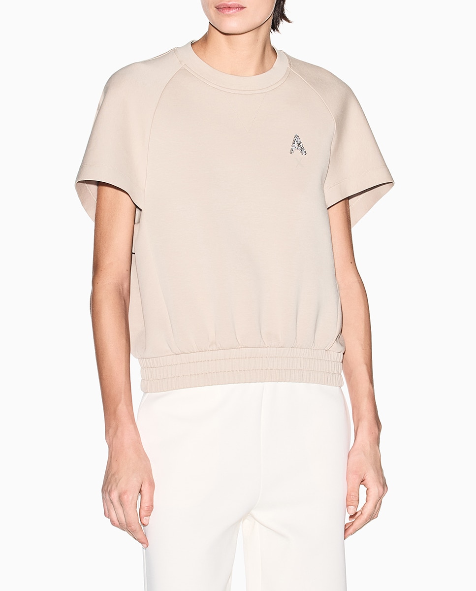 Armani Exchange - Sudadera de mujer estilo capa manga corta.