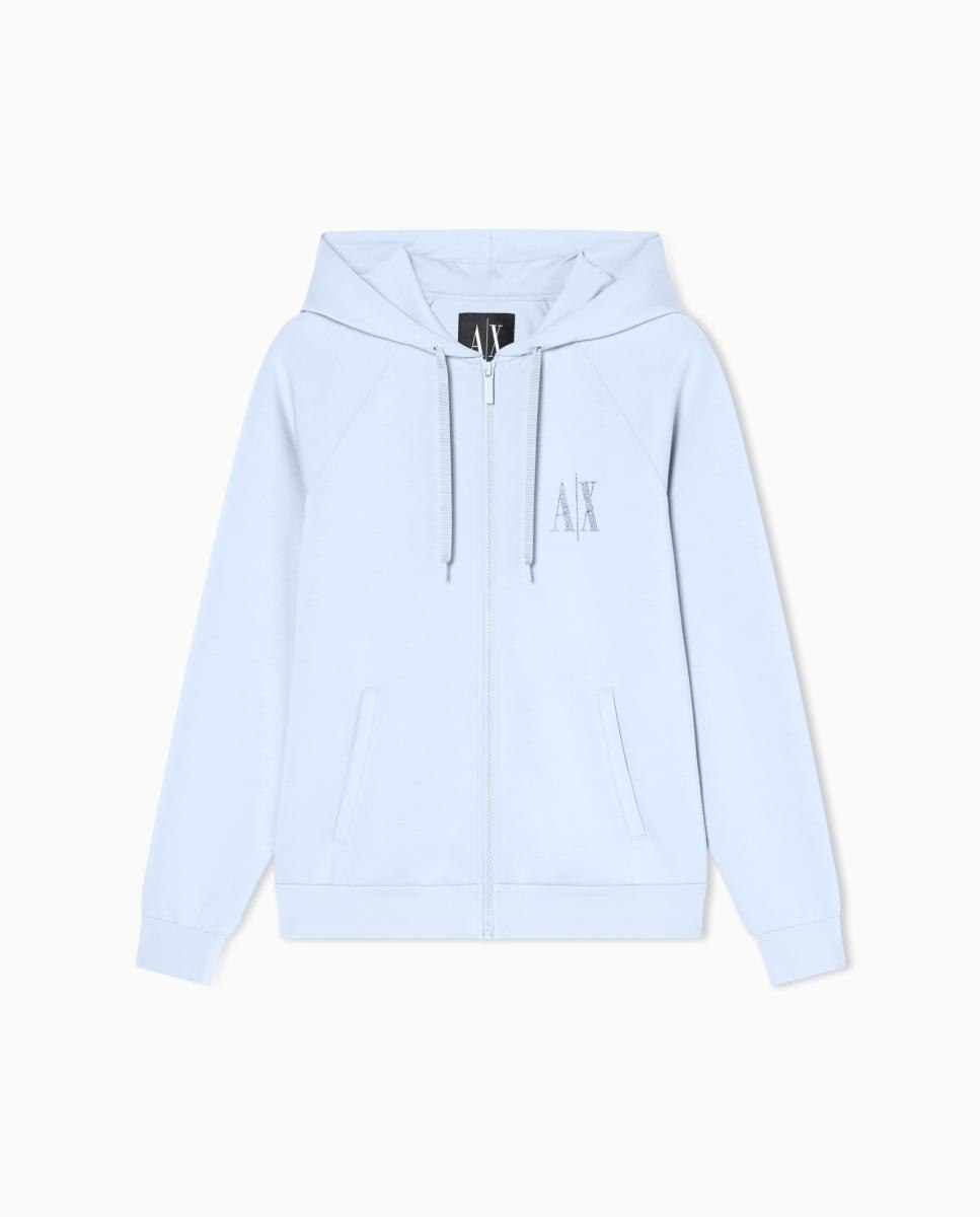 Sweatshirt Aberta com Capuz Azul-claro-2
