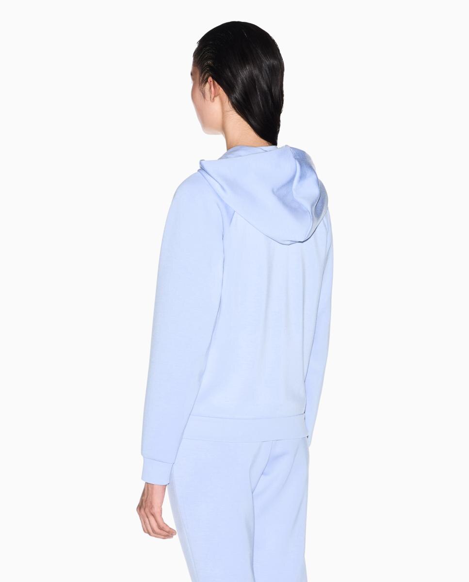 Sweatshirt Aberta com Capuz Azul-claro-3