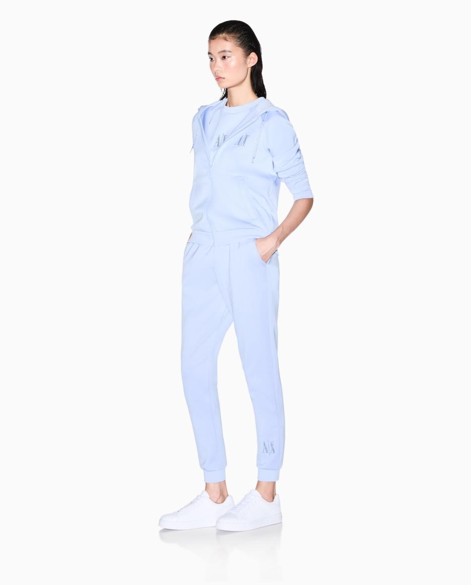 Sweatshirt Aberta com Capuz Azul-claro-5