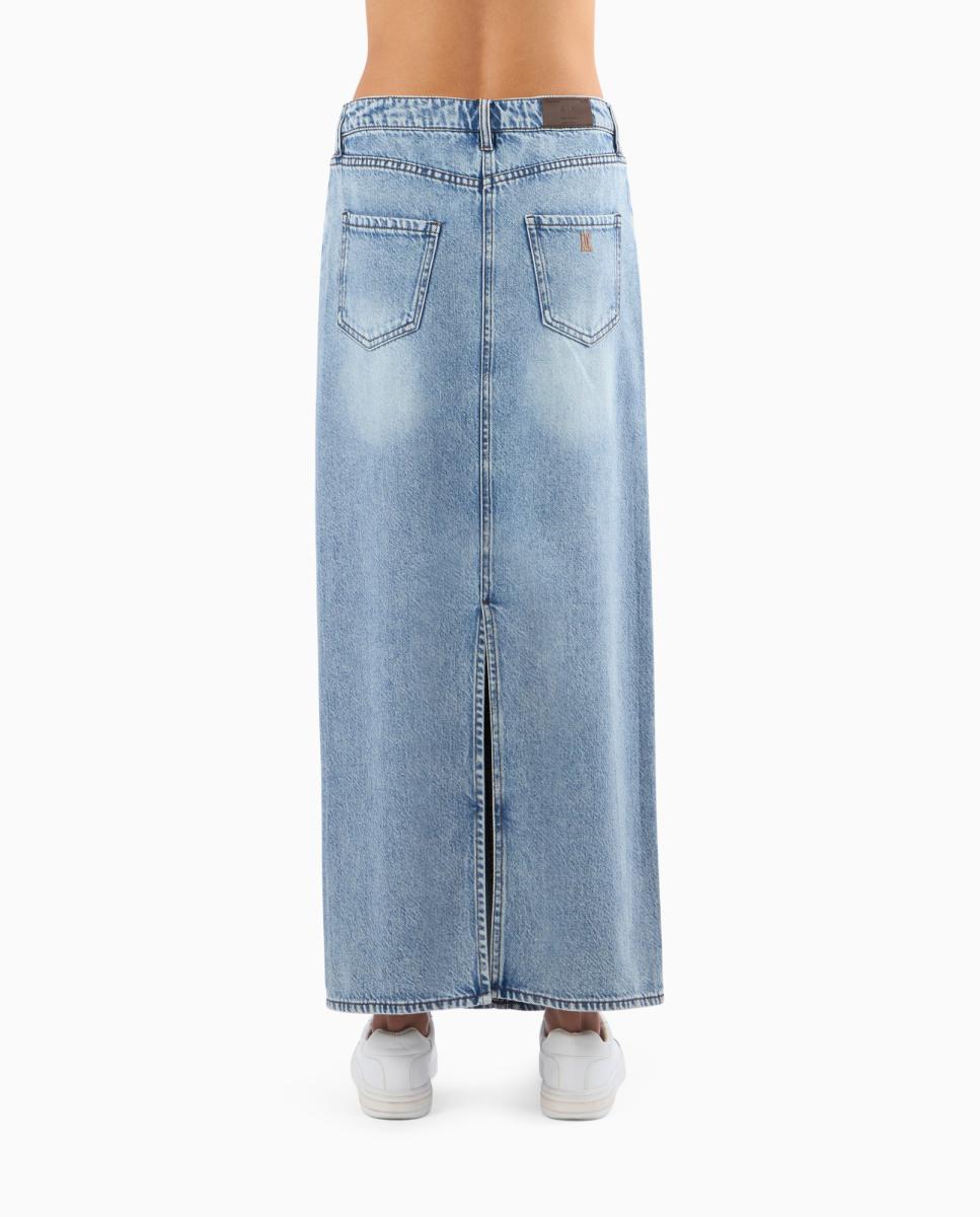 Saia Midi de Ganga com Lyocell Azul-índigo-2