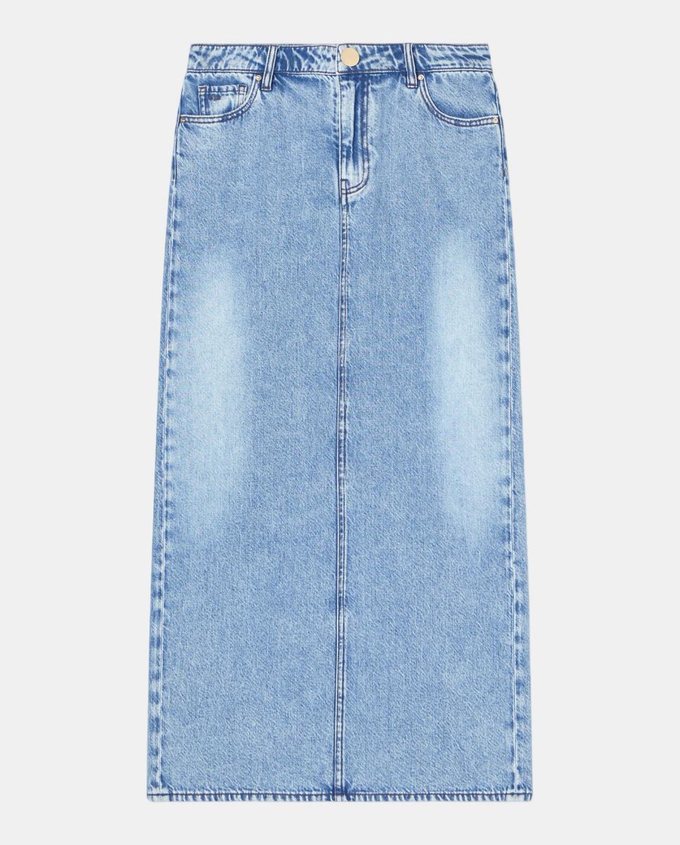 Saia Midi de Ganga com Lyocell Azul-índigo-3