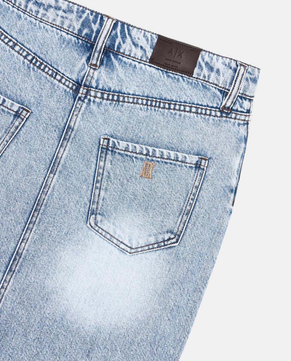 Saia Midi de Ganga com Lyocell Azul-índigo-5