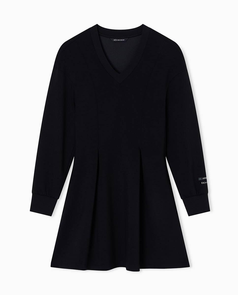 Vestido Curto com Manga Comprida Preto-4