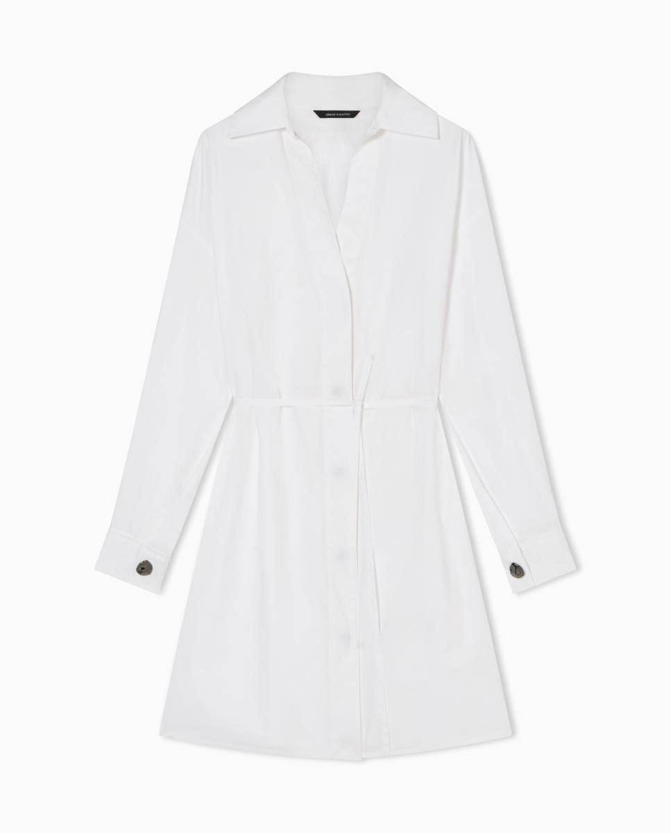 Vestido Camiseiro Curto em Algodão Branco-4