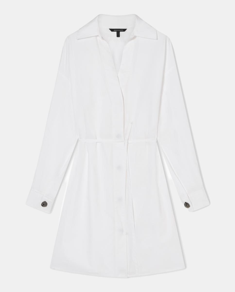 Vestido Camiseiro Curto em Algodão Branco-5