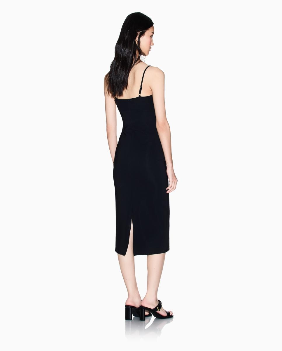 Vestido Midi de Alças em Tecido Otomano Preto-2