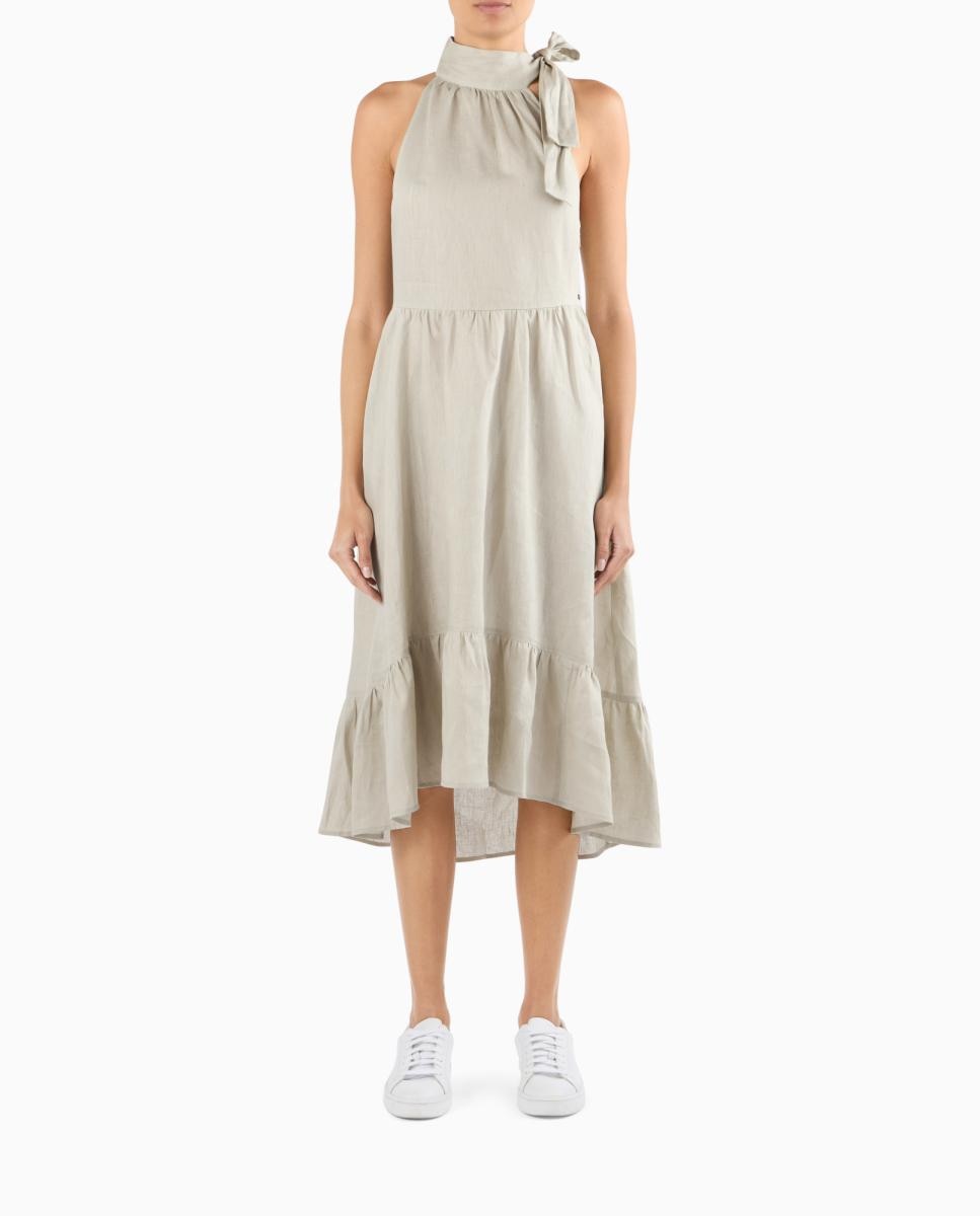 Imagem 0 de Vestido Midi de Linho com Gola Halter