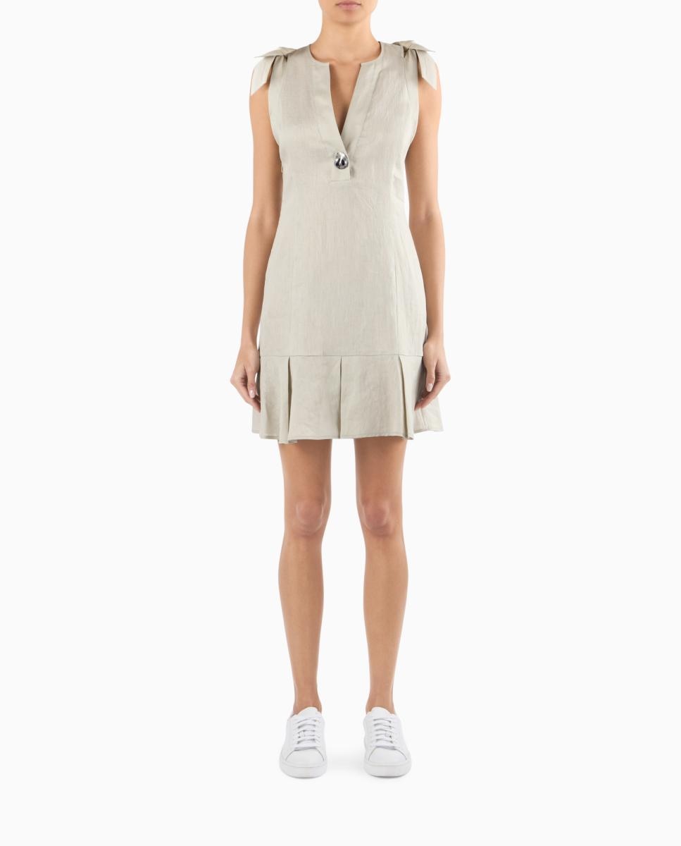 Imagem 0 de Vestido Curto de Linho sem Mangas