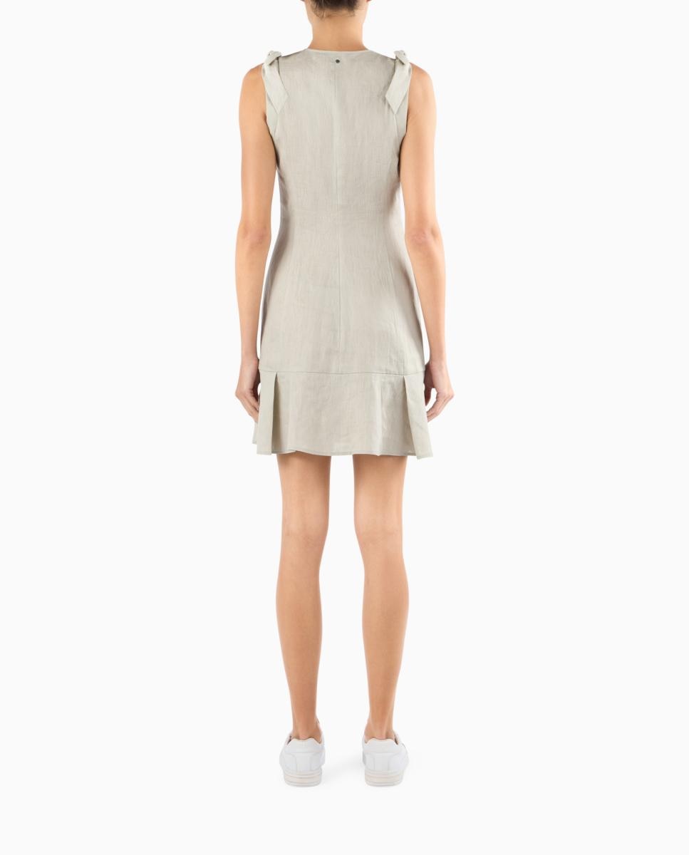 Vestido Curto de Linho sem Mangas Pedra-2