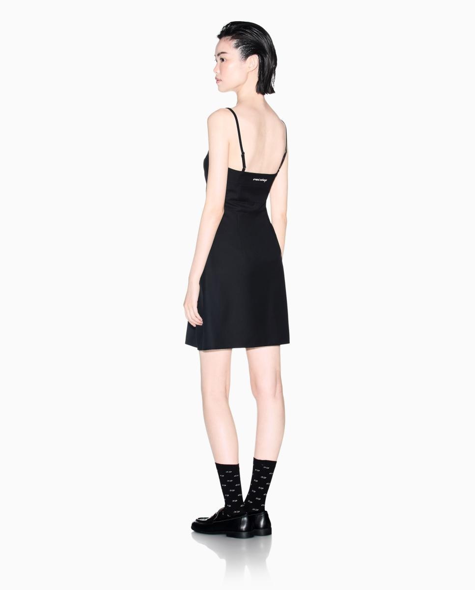 Vestido Curto de Alças e Decote Coração Preto-2