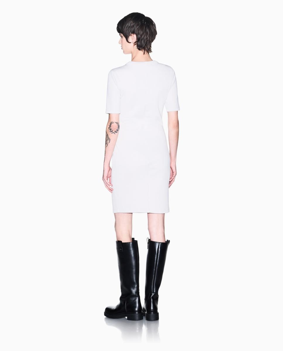 Vestido de Malha Canelada Midi Cinzento-claro-3