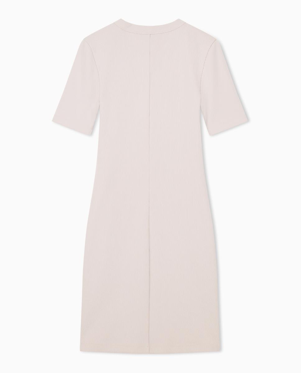 Vestido de Malha Canelada Midi Cinzento-claro-6