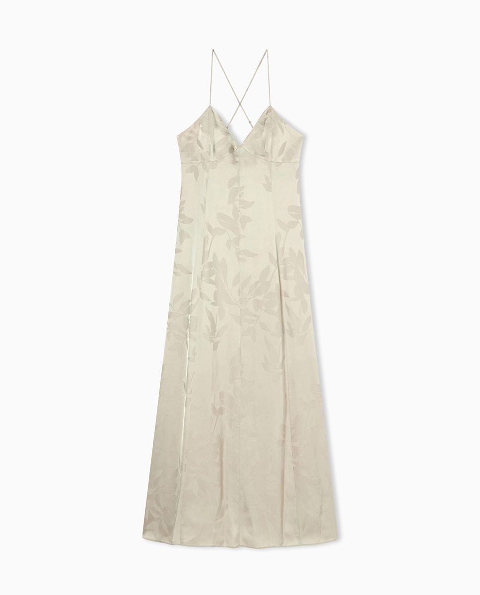 Vestido Maxi de Alças em Viscose Jacquard Cápsula IBIZAX Pedra-4