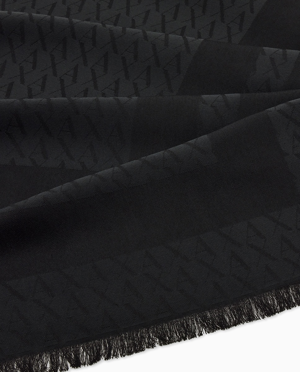 Cachecol em Viscose com Multilogótipos Preto-2