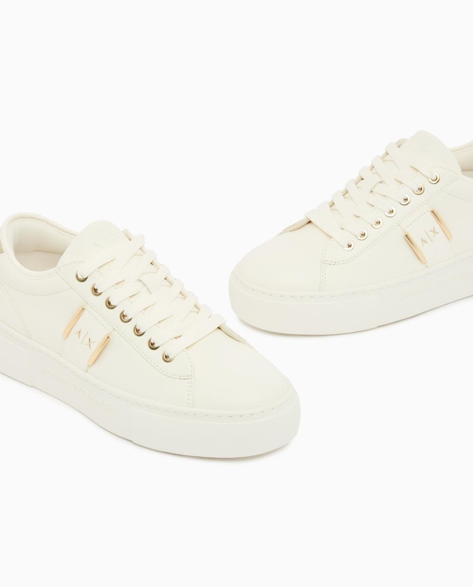 Sapatilhas com Fivela Dourada Branco-2