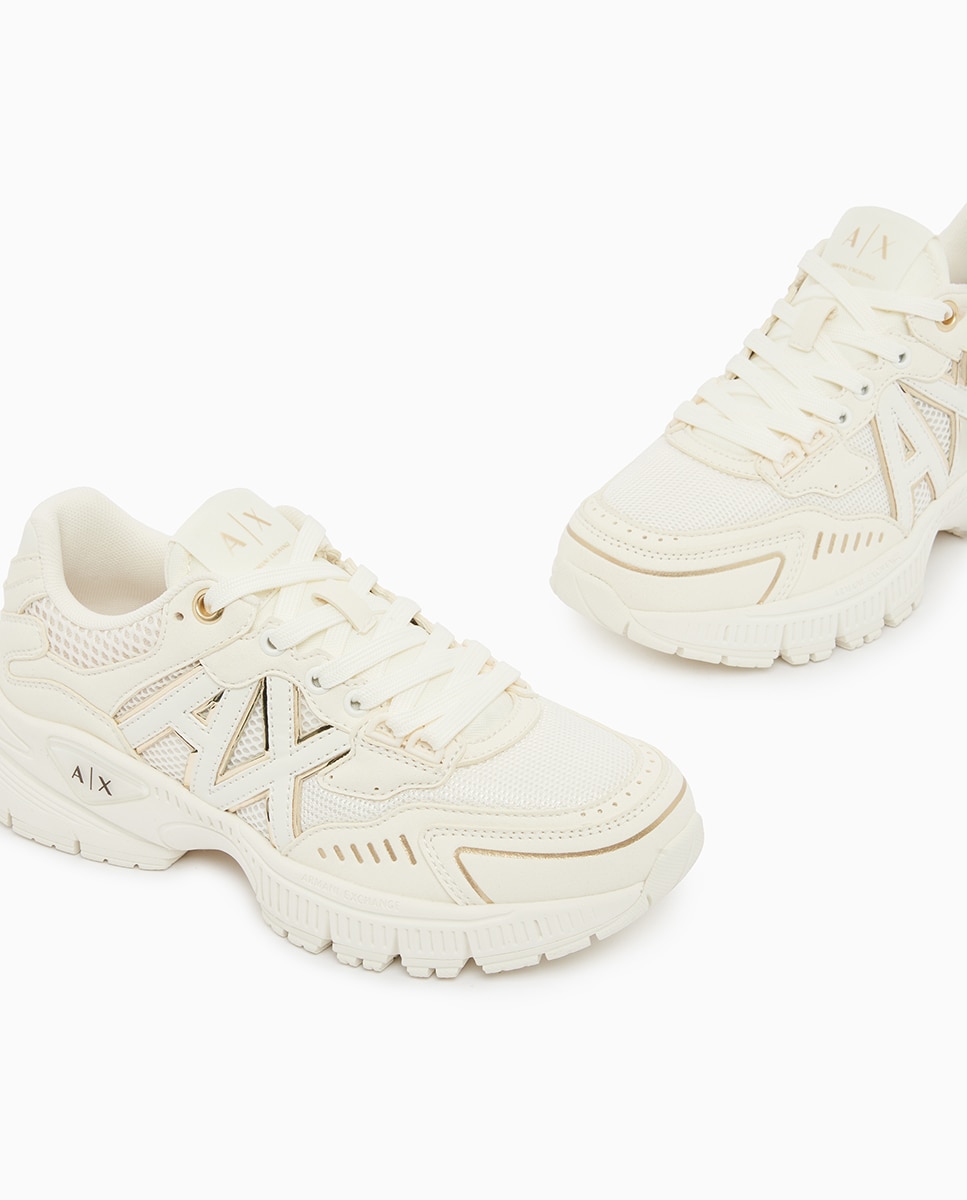 Sapatilhas Estilo Anos 90 com Logótipo Lateral Branco-3