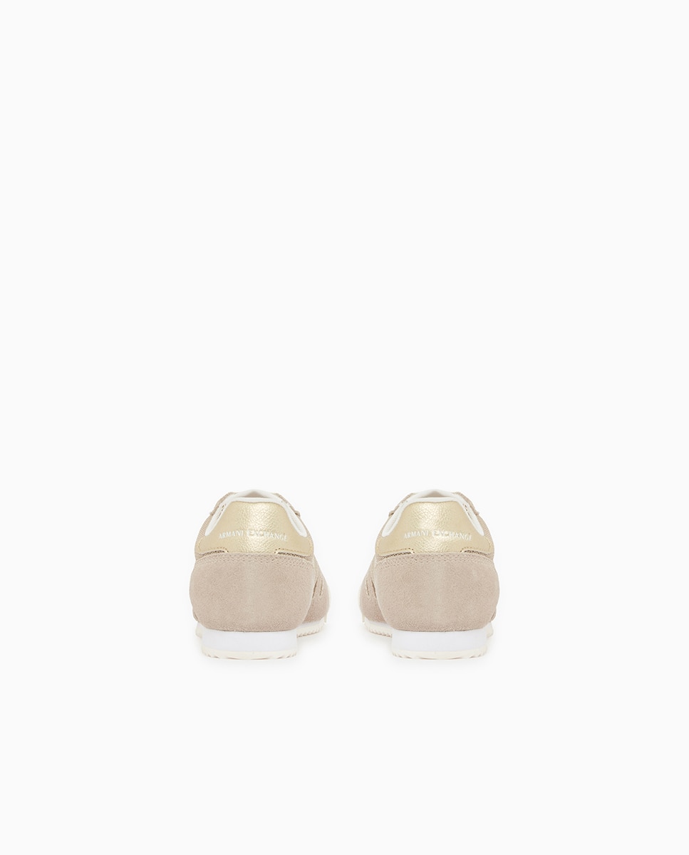 Sapatilhas de Estilo Retro em Mistura de Tecidos Caramelo-6