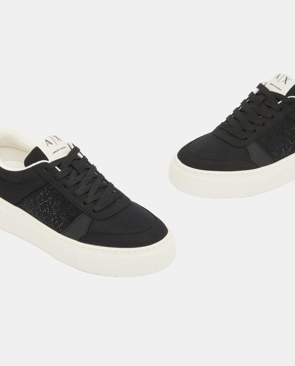 Sapatilhas com Logótipo de Strass na Lateral Preto-3