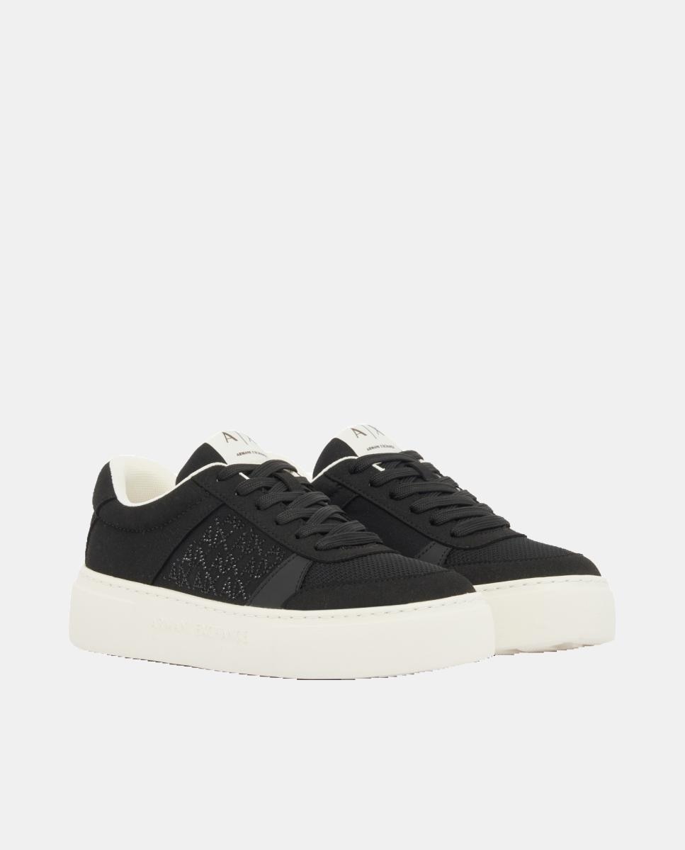 Sapatilhas com Logótipo de Strass na Lateral Preto-5