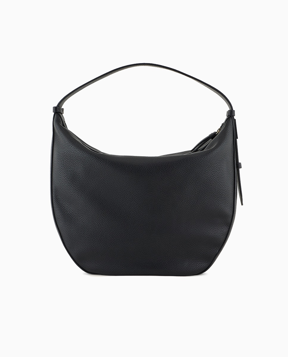 Mala Hobo Média em Ecopele com Alça de Ombro Preto-2