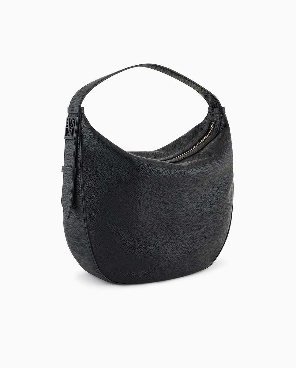 Mala Hobo Média em Ecopele com Alça de Ombro Preto-3