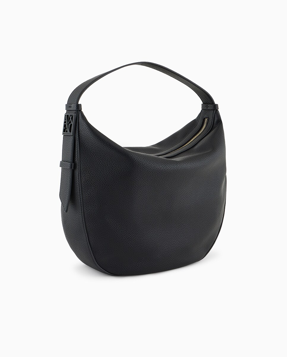 Mala Hobo Média em Ecopele com Alça de Ombro Preto-3