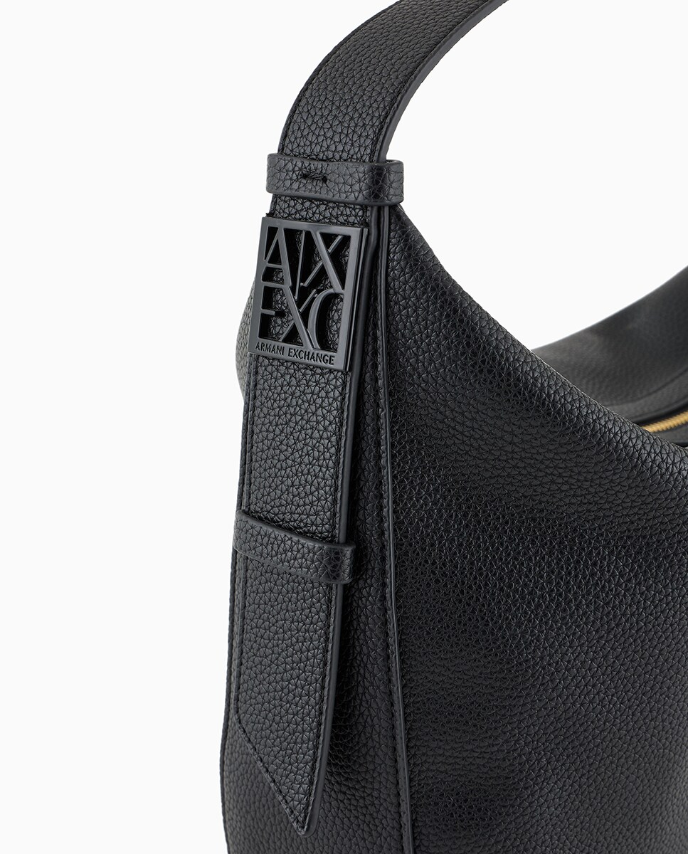 Mala Hobo Média em Ecopele com Alça de Ombro Preto-4