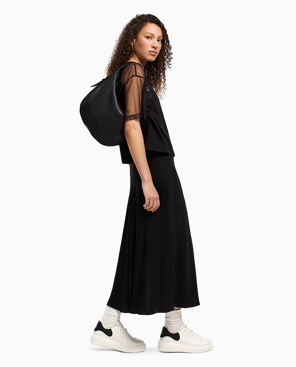 Mala Hobo Média em Ecopele com Alça de Ombro Preto-7