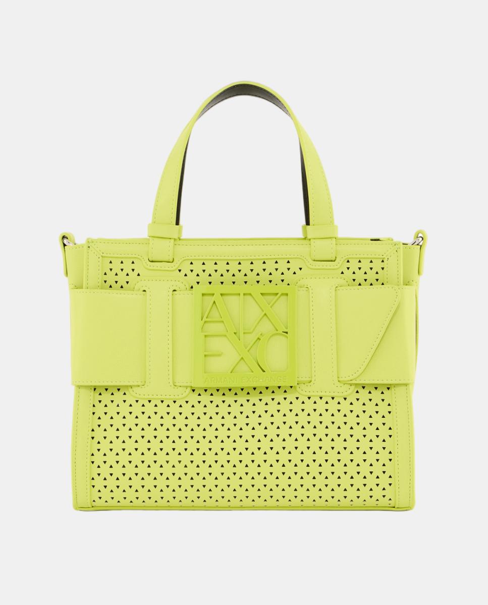 Mala Shopper Média com Alça Curta e Alça Comprida Verde-claro-1