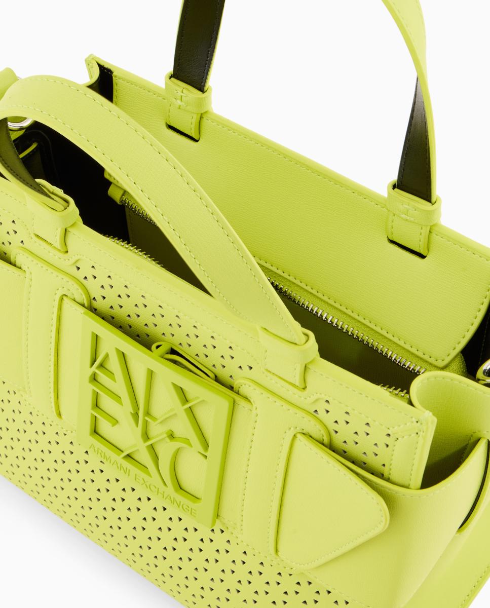 Mala Shopper Média com Alça Curta e Alça Comprida Verde-claro-2