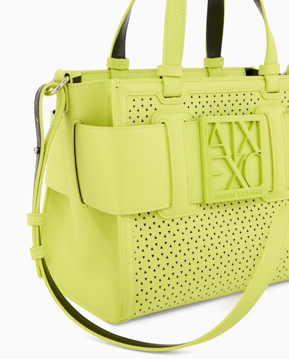 Mala Shopper Média com Alça Curta e Alça Comprida Verde-claro-3