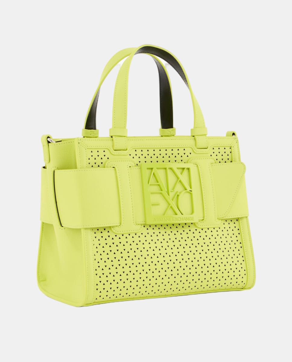 Mala Shopper Média com Alça Curta e Alça Comprida Verde-claro-4