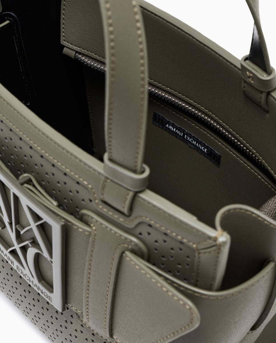 Mala Shopper Média com Alça Curta e Alça Comprida Verde-militar-4